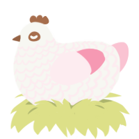 A white and rose chicken with a lace pattern