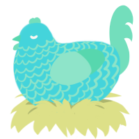 A aqua and mint chicken with a lace pattern