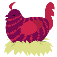 A wine and crimson chicken with a bar pattern
