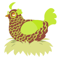 A russet and lime chicken with a lace pattern