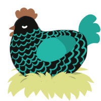(unnamed), a black and turquoise chicken with a lace pattern