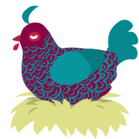 (unnamed), a maroon and teal chicken with a double-lace pattern