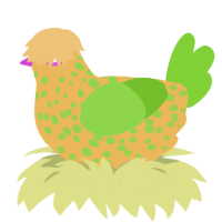 Wildflower Honey, a honey and grass chicken with a speckle pattern
