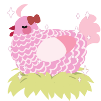Amy Rose, a pink and rose chicken with a lace pattern