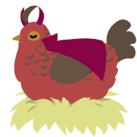 A red and bark chicken with a half-lace pattern