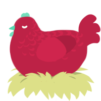 A crimson chicken with a half-lace pattern