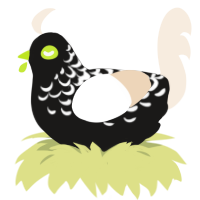 A sable and cream chicken with a half-lace pattern