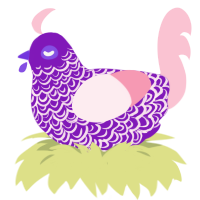 A violet and rose chicken with a double-lace pattern