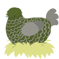 A olive and ash chicken with a lace pattern