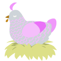 A mist and lavender chicken with a lace pattern