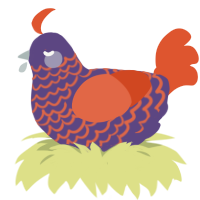 A overcast and vermilion chicken with a lace pattern