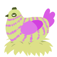 Smell, a lemon and orchid chicken with a bar pattern