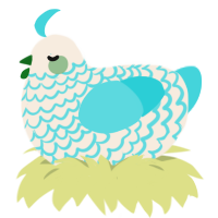 (unnamed), a cream and aqua chicken with a lace pattern