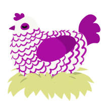 A white and plum chicken with a lace pattern