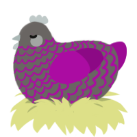 A grey and plum chicken with a lace pattern