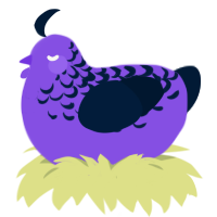 A blurple and tumblr chicken with a half-lace pattern