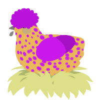 A honey and amethyst chicken with a speckle pattern