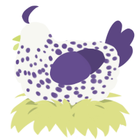 A white and overcast chicken with a speckle pattern