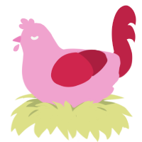 Contrast, a pink and crimson chicken