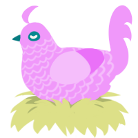 A lavender chicken with a lace pattern