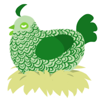A gluppy and leaf chicken with a double-lace pattern