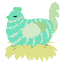 A mint and gluppy chicken with a bar pattern