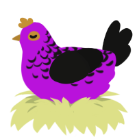 Dashboard, a amethyst and black chicken with a half-lace pattern