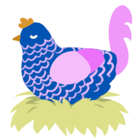A ultramarine and lavender chicken with a lace pattern