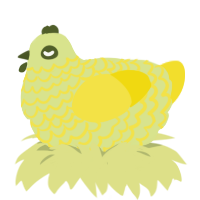 A lemon and yellow chicken with a lace pattern