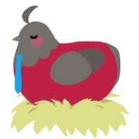 A crimson and grey chicken with a head pattern