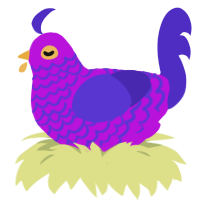 A amethyst and indigo chicken with a lace pattern