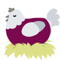 A wine and mist chicken with a head pattern