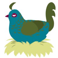 A sea and olive chicken with a half-lace pattern