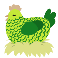A lime and leaf chicken with a lace pattern