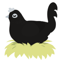 A sable chicken with a neck-speckle pattern