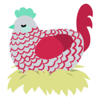 A mist and crimson chicken with a lace pattern