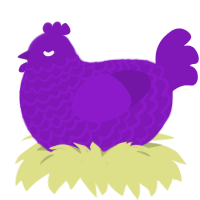 A violet chicken with a lace pattern