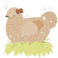 Canela, a beige chicken with a lace pattern