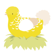 A yellow and cream chicken with a half-lace pattern