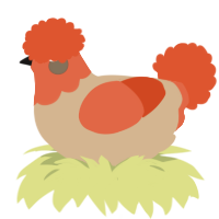 Magmababy 2, a beige and vermilion chicken with a head pattern