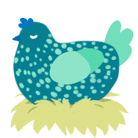 Beryl, a sea and mint chicken with a speckle pattern