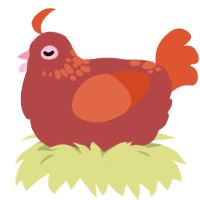 Ketchup, a red and vermilion chicken with a neck-speckle pattern