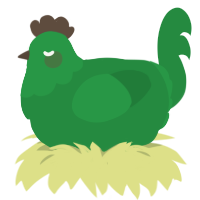 A viridian chicken with a head pattern