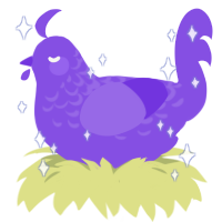 A blurple chicken with a half-lace pattern