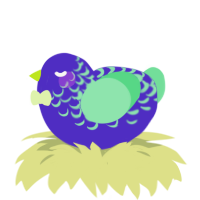 EVP, a indigo and spring chicken with a half-lace pattern