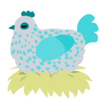 A mist and aqua chicken with a speckle pattern