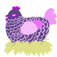 A overcast and lavender chicken with a lace pattern