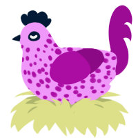 A lavender and plum chicken with a speckle pattern