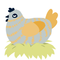 A silver and honey chicken with a bar pattern