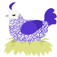 A white and indigo chicken with a double-lace pattern